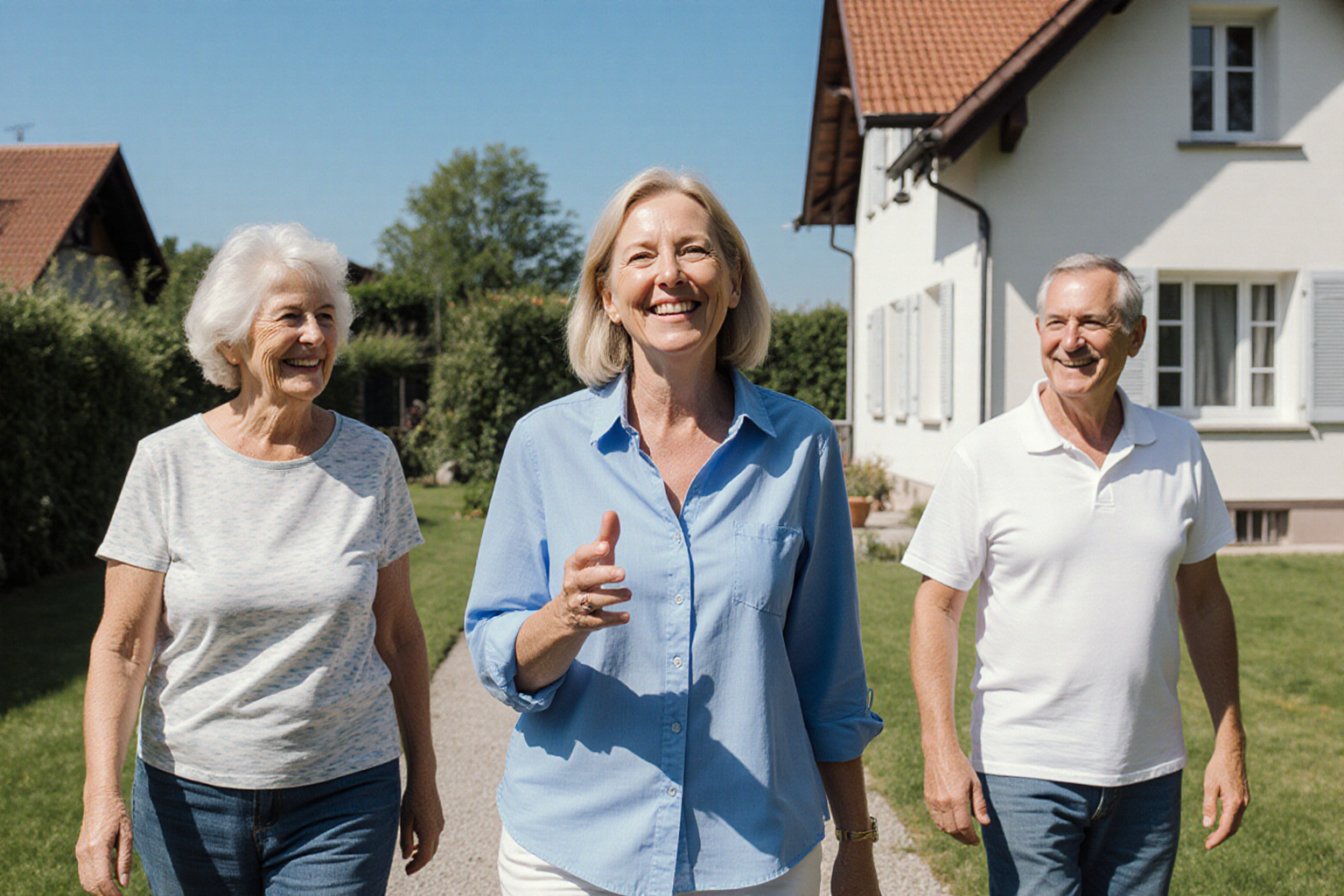 Begrüßung beim gemeinsamen Haus- und Gartenrundgang